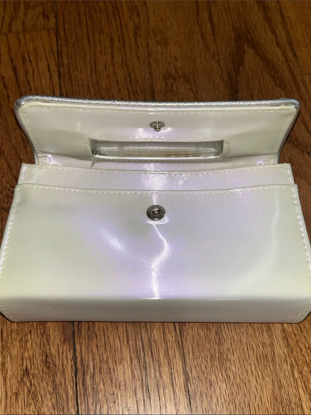 Estee Lauder Vintage Cream Metallic-Trim Women's Mirror Makeup Pouch NEW